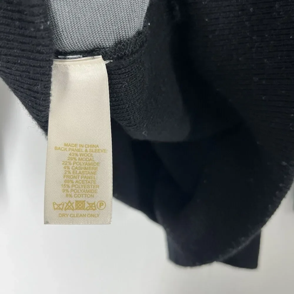 Kate Spade New York Sweater Size XXS Black Textured Velvet Wool Crew Neck Knit